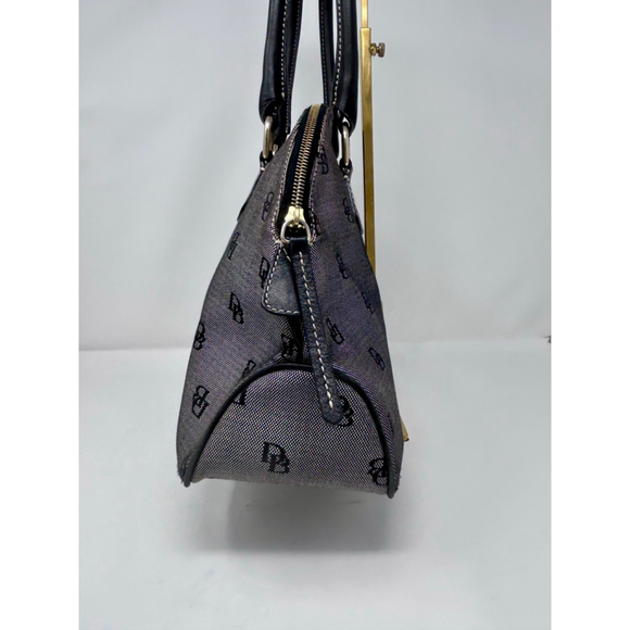 Dooney & Bourke Gray Monogram Canvas Leather Dome Satchel Bag Large - Picture 3 of 16